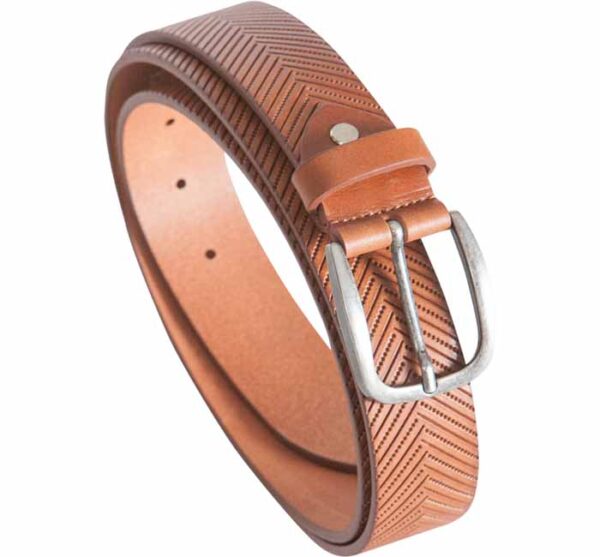 bruine leren riem met stoere print